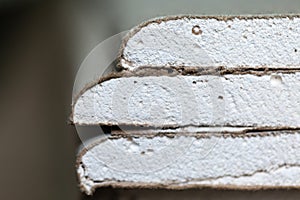 Sheets of plasterboard or drywall close up in an apartment during on the construction, remodeling, rebuilding