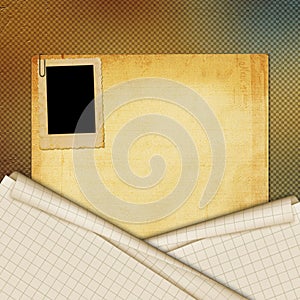 Sheets school notebook paper on abstract background