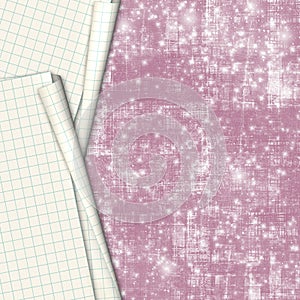 Sheets school notebook paper on abstract background