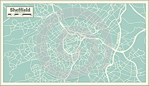 Sheffield Great Britain United Kingdom City Map in Retro Style. Outline Map