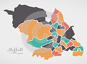 Sheffield Map with wards and modern round shapes photo
