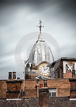 Sheffield South Yorkshire city skyline clock tower city townhall. Roman numerals showing time old buildings