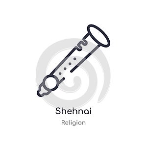 shehnai outline icon. isolated line vector illustration from religion collection. editable thin stroke shehnai icon on white