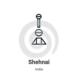 Shehnai outline vector icon. Thin line black shehnai icon, flat vector simple element illustration from editable india concept photo