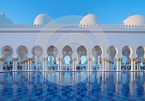 Sheikh Zayed Grand Mosque Center, Abu Dhabi. The largest mosque in United Arab Emirates or UAE. Muslim or Islamic white