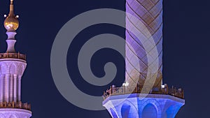 Sheikh Zayed Grand Mosque illuminated at night timelapse, Abu Dhabi, UAE.