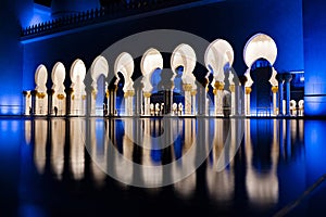 Sheikh Zayed Grand Mosque is seen at Night photo
