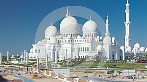 Sheikh Zayed Grand Mosque timelapse in Abu Dhabi, the capital city of United Arab Emirates