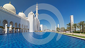 Sheikh Zayed Grand Mosque timelapse hyperlapse in Abu Dhabi, the capital city of United Arab Emirates