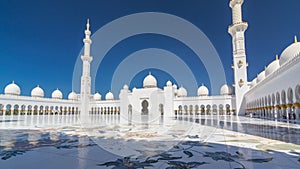 Sheikh Zayed Grand Mosque timelapse hyperlapse in Abu Dhabi, the capital city of United Arab Emirates