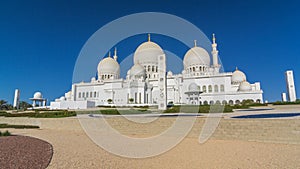 Sheikh Zayed Grand Mosque timelapse hyperlapse in Abu Dhabi, the capital city of United Arab Emirates