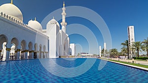 Sheikh Zayed Grand Mosque timelapse hyperlapse in Abu Dhabi, the capital city of United Arab Emirates