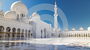 Sheikh Zayed Grand Mosque timelapse hyperlapse in Abu Dhabi, the capital city of United Arab Emirates