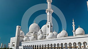 Sheikh Zayed Grand Mosque timelapse hyperlapse located in Abu Dhabi - capital city of United Arab Emirates.