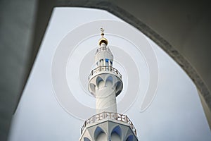 Sheikh Zayed grand mosque tower and empty space. Located in Surakarta, Central Java, Indonesia