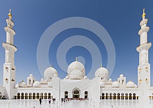 Sheikh Zayed Mosque Behide The Entrance, The Great Marble Grand Mosque at Abu Dhabi, UAE