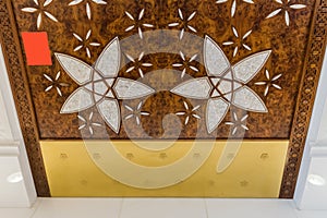 Sheikh Zayed Mosque Fire Escape Door with Arabic Geometry Decoration, The Great Marble Grand Mosque at Abu Dhabi, UAE