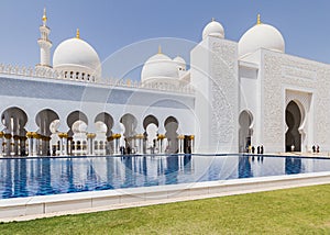 Sheikh Zayed Mosque Left Corridor, The Great Marble Grand Mosque at Abu Dhabi, UAE