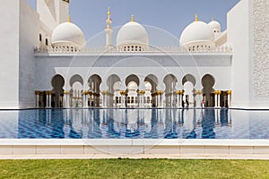 Sheikh Zayed Mosque Left Corridor, The Great Marble Grand Mosque at Abu Dhabi, UAE