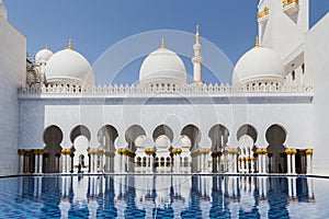 Sheikh Zayed Mosque Left Wing Facade, The Great Marble Grand Mosque at Abu Dhabi, UAE