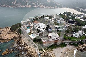 Shek O villa with swimming pool Drone shot