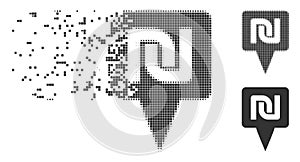 Shekel Map Pointer Fragmented Pixel Halftone Icon
