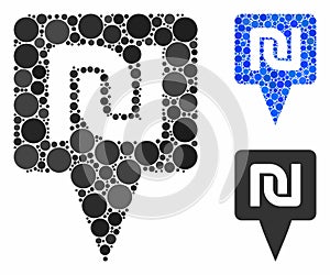 Shekel map pointer Mosaic Icon of Circles