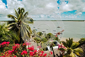 Shela Beach waterfront in Old Town Lamu amidst palm trees , Kenya, UNESCO World Heritage Site