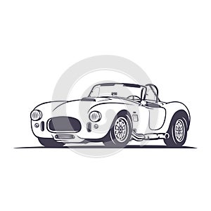 Shelby Cobra Car Design Template. Classic Vintage Retro Car. Vector and illustration.