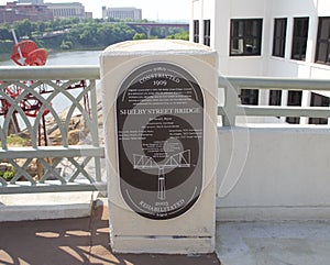 The Shelby Street Bridge Marker in Downtown Nashville.