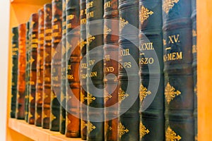 A Shelf With Antique Inchclopedias in a Row