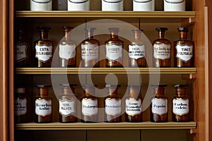 Shelf with bottles