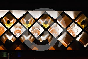 Shelf for bottles in the bar