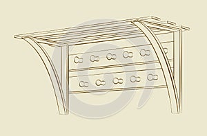 Shelf for clothes. Vector drawing