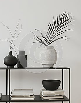 Shelf Filled With Vases and Plants Beside Wall