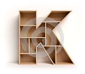 Shelf font 3d rendering letter K