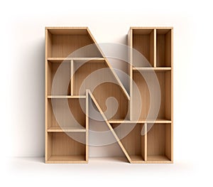 Shelf font 3d rendering letter N