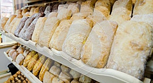 Shelf with fresh bread