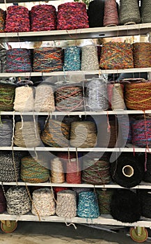 Shelf haberdashery with many wires and coils for sale