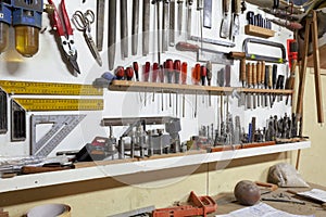 Shelf with hand tools