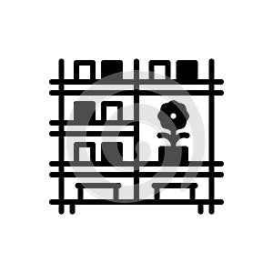 Black solid icon for Shelf, rack and package