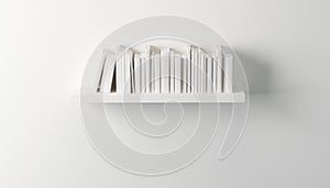 Shelf with white books