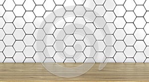 Shelf On A White Tiled Wall