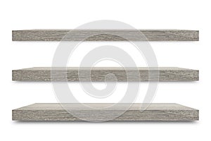 Shelf wooden isolated on a white background and display montage for the product Embed Clipping Path separate with black shadows