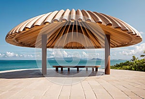 Shell and clamshell canopy with brackets and beautiful shape, modern building materials, non-traditional shape