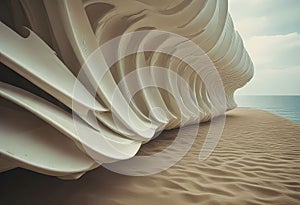 Shell and clamshell canopy with brackets and beautiful shape, modern building materials, unconventional shape,