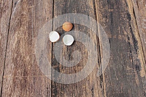 Shell of the egg on wooden table background