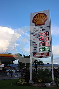 Shell gas station sign in Florida