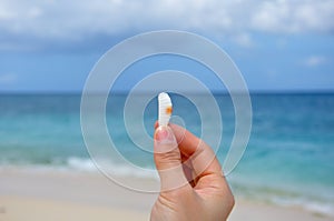 Shell in hand, Puka beach, Boracay, Philippine