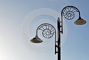 Shell shaped lights Lyme Regis Dorset